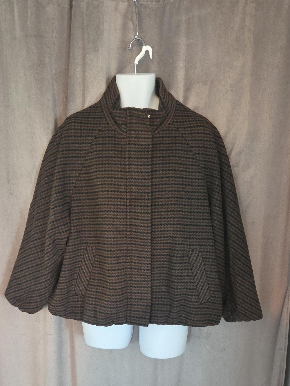 NWT Penningtons 2X Brown Striped Short Cape Jacket